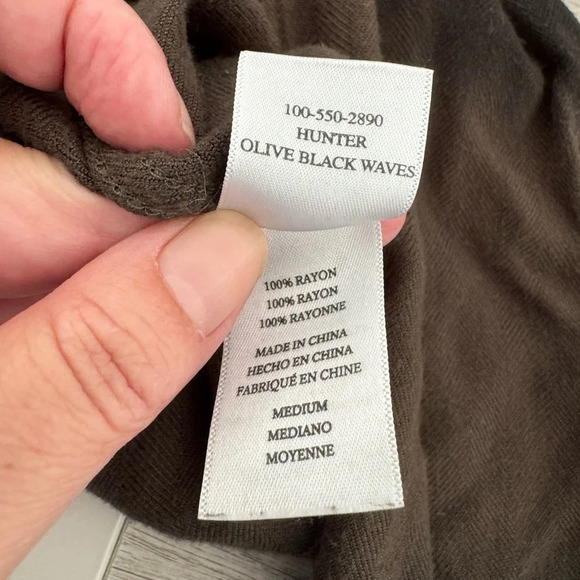 Rails Hunter Tie Dye Herringbone Button Up Shirt Olive Green Black Waves Medium - Picture 9 of 10